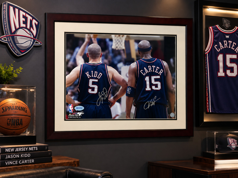 Vince Carter Jason Kidd New Jersey Nets Signed 16x20 Steiner Framed 22x26 NBA